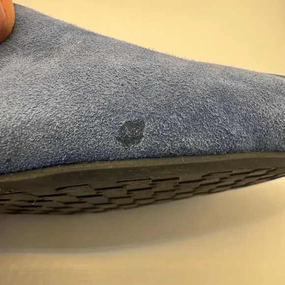 Birdies Starling Navy Suede Pointed Flats Women’s 10.5 Quilted Footbed - Picture 2 of 10